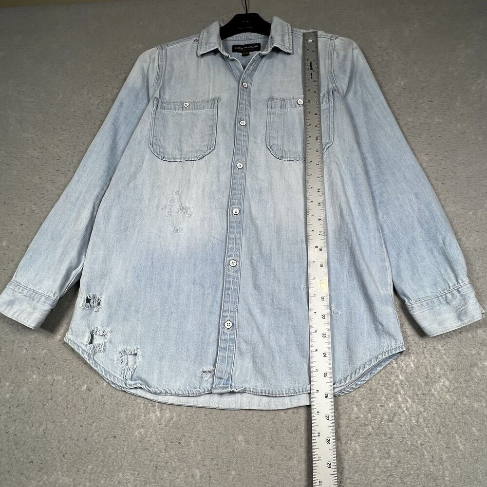 Lucky Brand Shirt Button Down Size XS Blue Utility Military Minimalist Neutral - Picture 6 of 14
